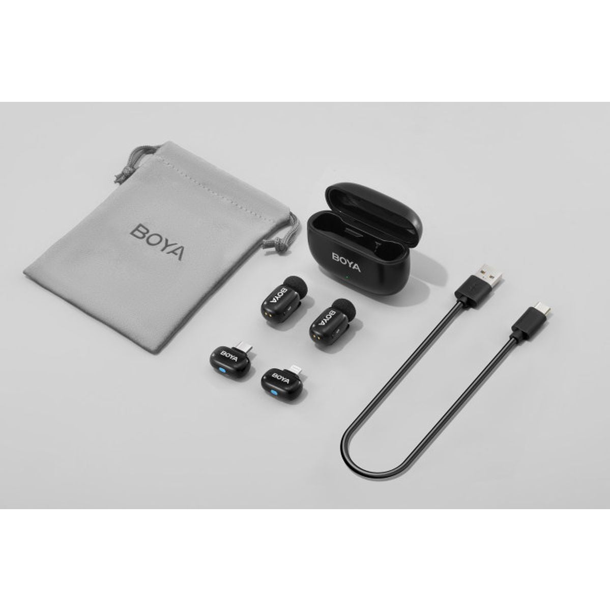 Boya Mini-15 Ultra-Mini Draadloze Microfoonset (USB-C & Lightning, Zwart)