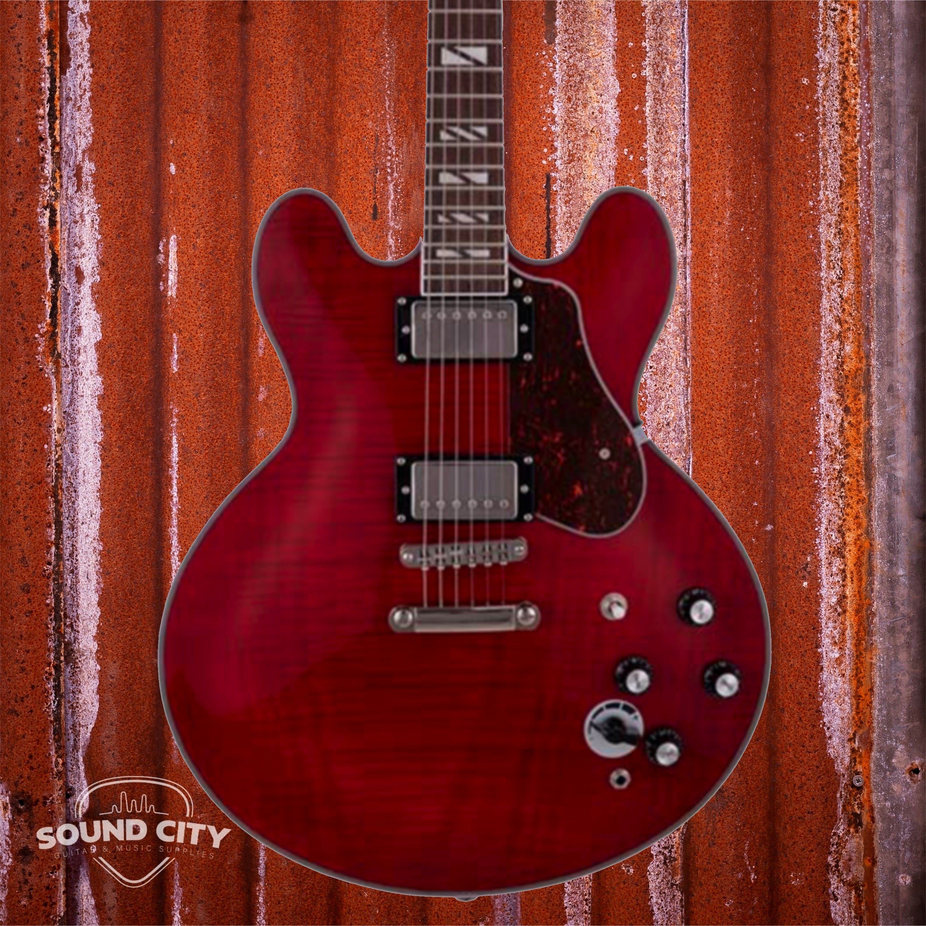 SX Archtop SEL6 CTRD Transparent Red Semi-Hollow Elektrische gitaar