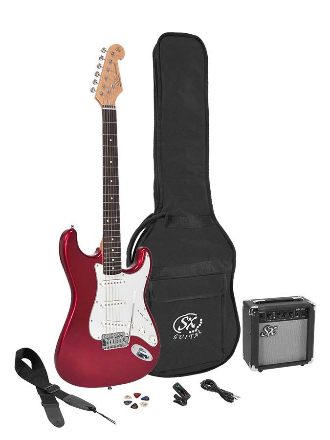 SX Elektrische gitaar Starter set gitaarpakket Candy Apple Red
