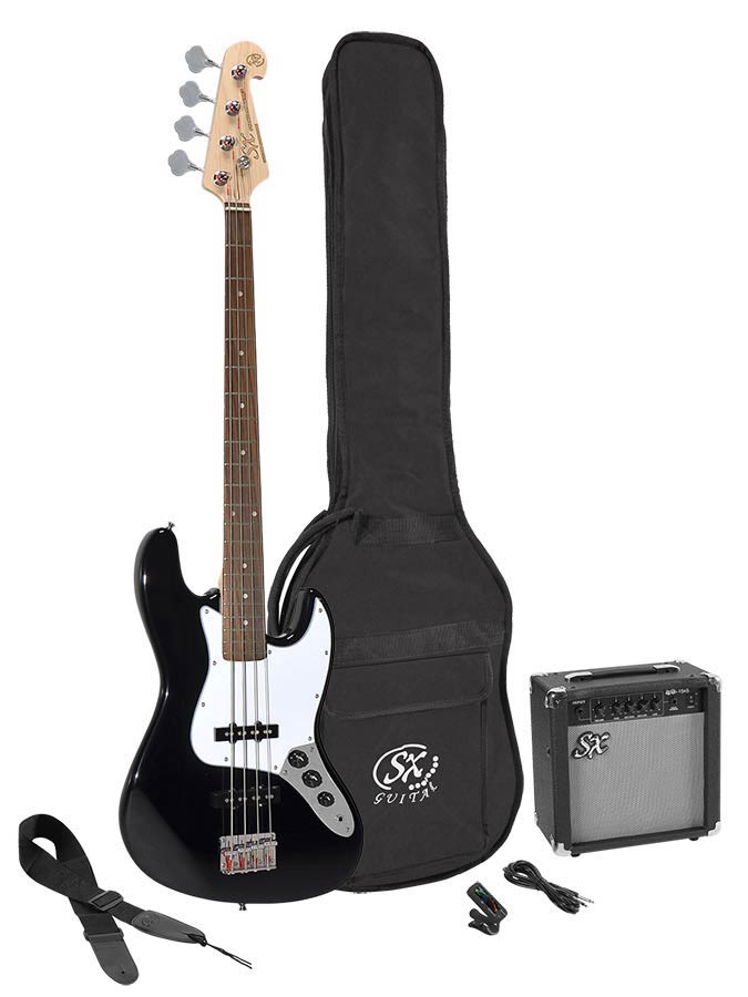 SX Basgitaar J-style Starter set gitaarpakket Zwart