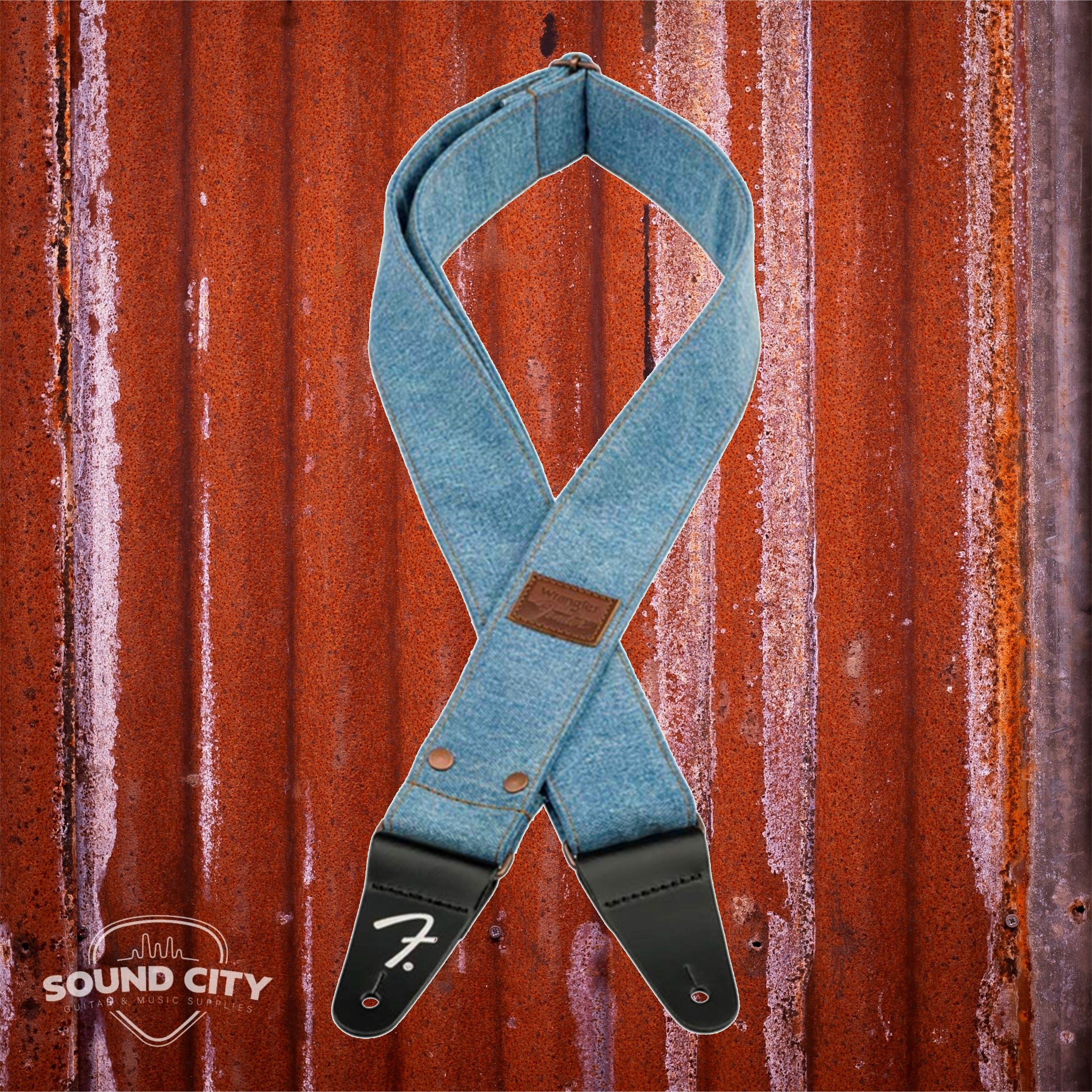 Fender X Wrangler Revited Denim Guitar Strap - Light Indigo