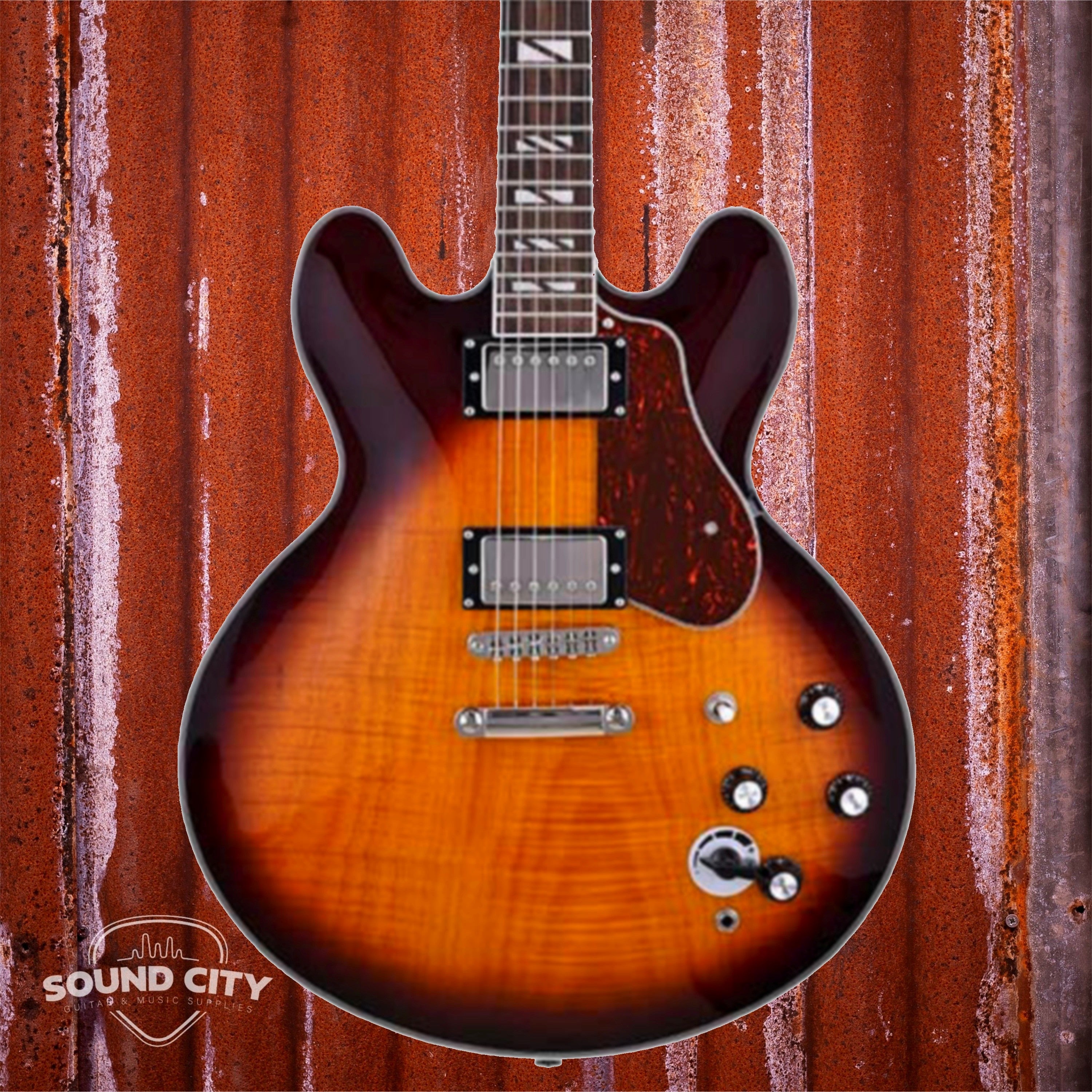SX Archtop SEL6 CDS Dark Sunburst Semi-Hollow Elektrische gitaar