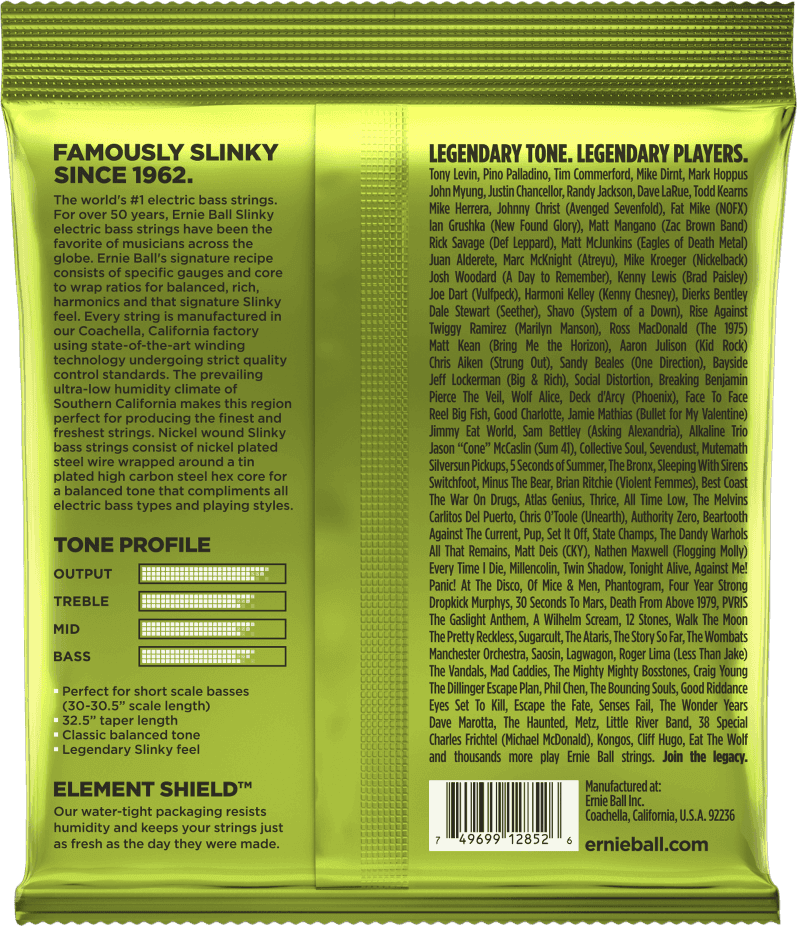Ernie Ball 2852 Regular Slinky Short Scale Bass 45-105 snaren