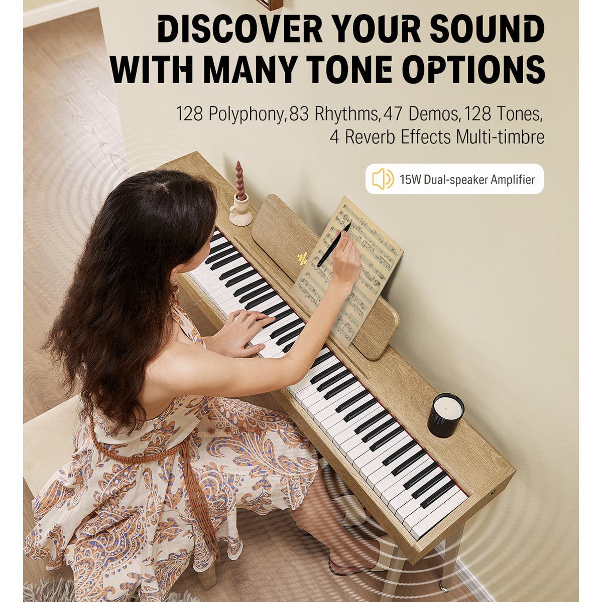 DONNER Semi-Weighted Upright Digital Piano