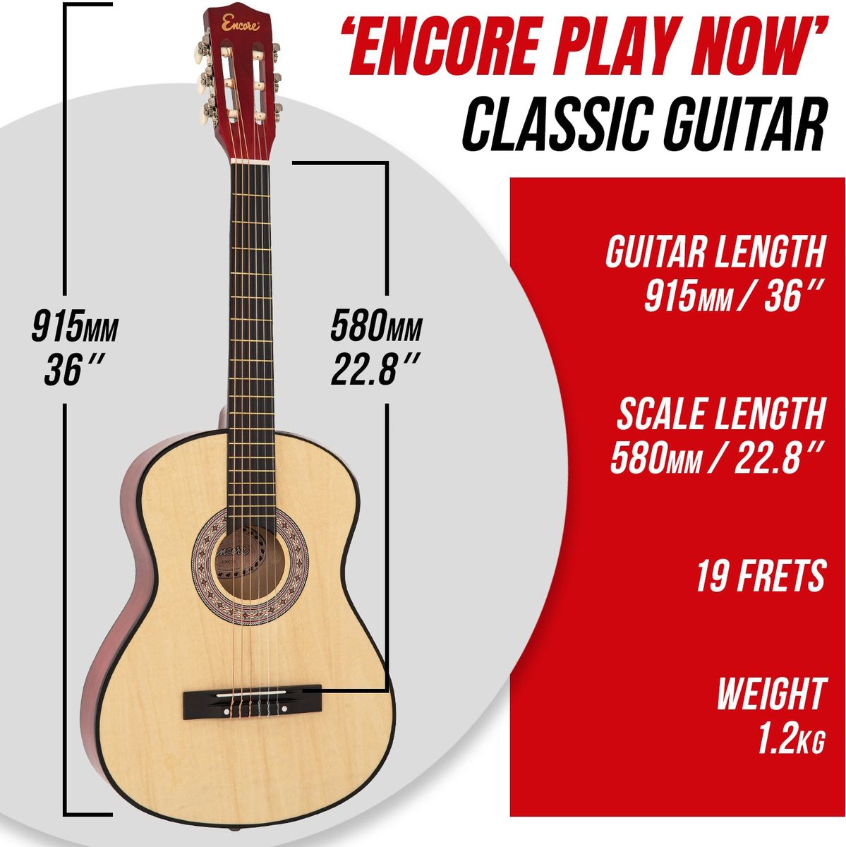 Encore 34 Size Klassieke gitaar - Natural