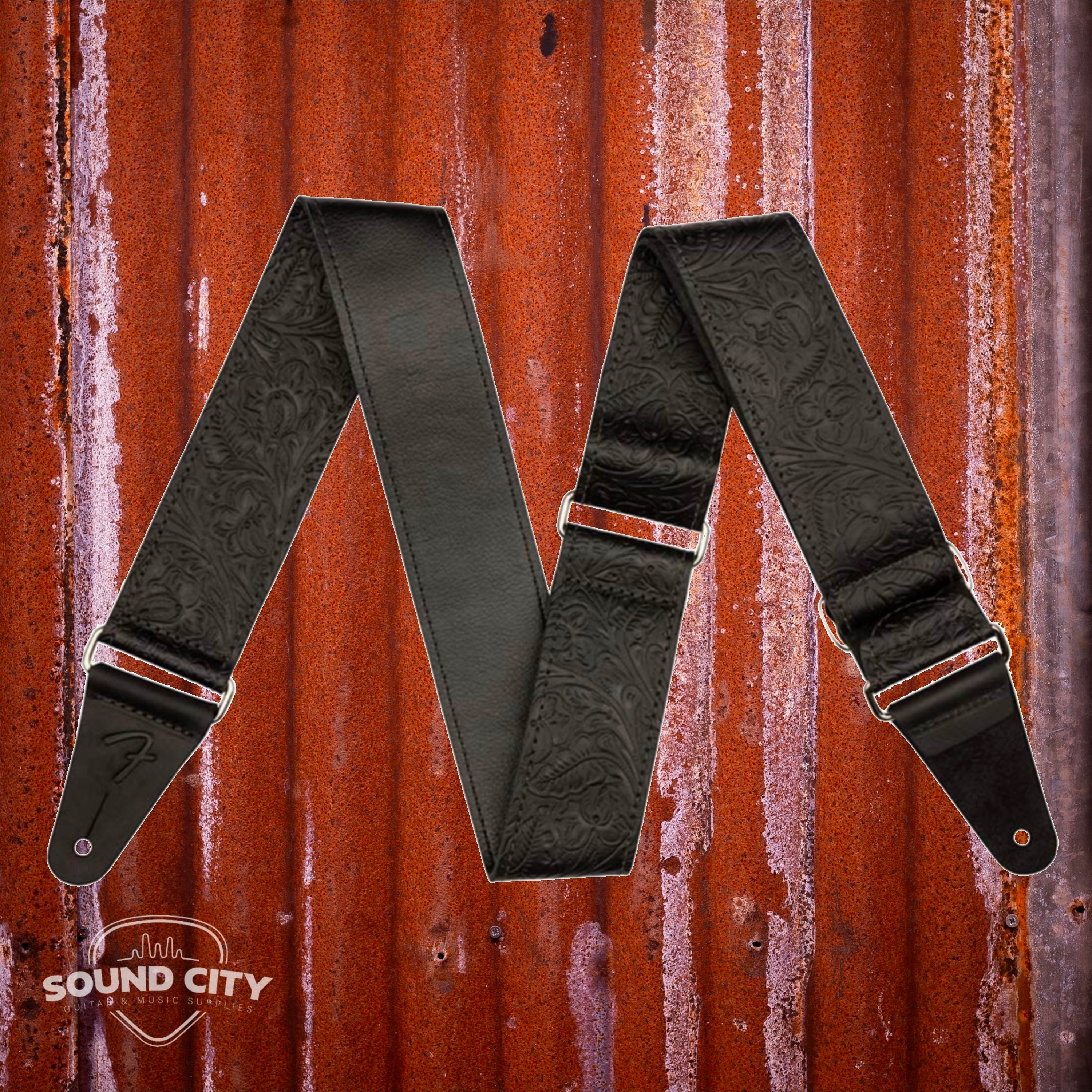 Fender Tooled Leather Guitar Strap Black