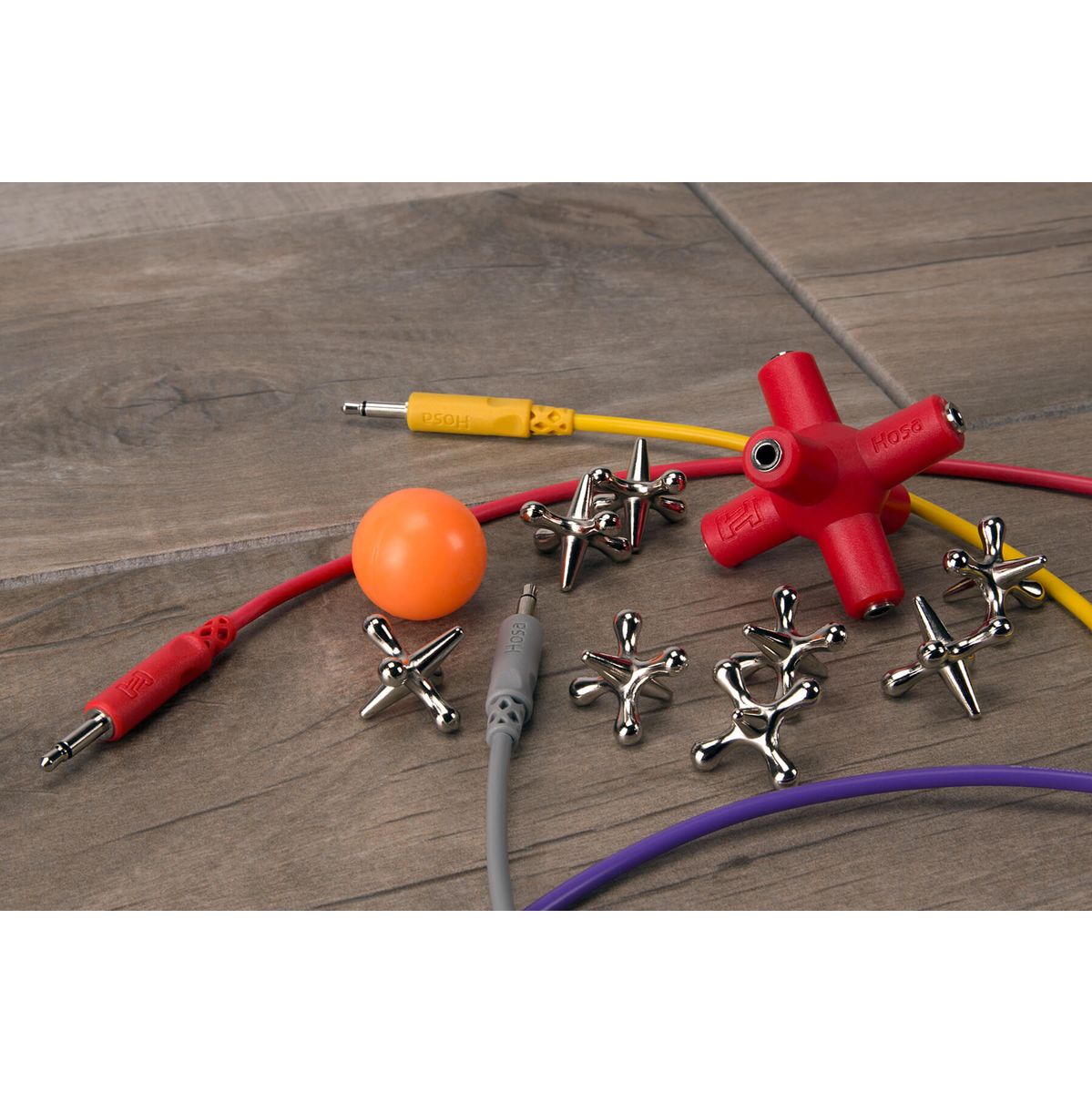 Hosa Knucklebones Signal Splitter 3.5 mm X 6 Red 10 PC
