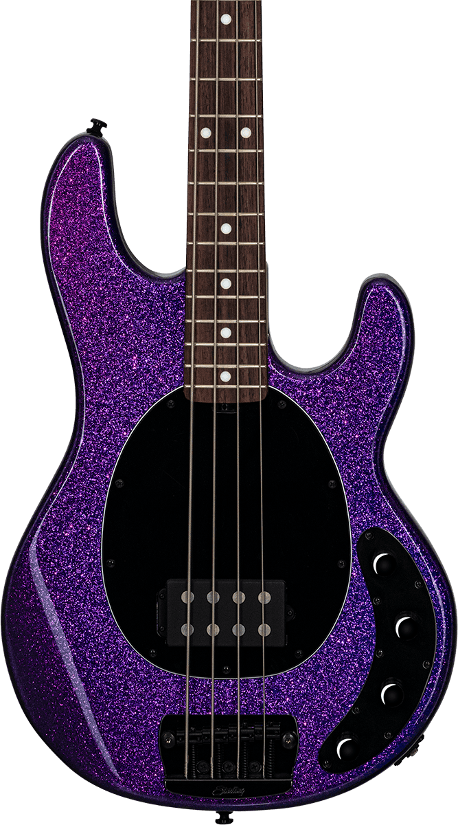 Sterling by Music Man StingRay RAY34 Purple Sparkle 4-String Elektrische Basgitaar