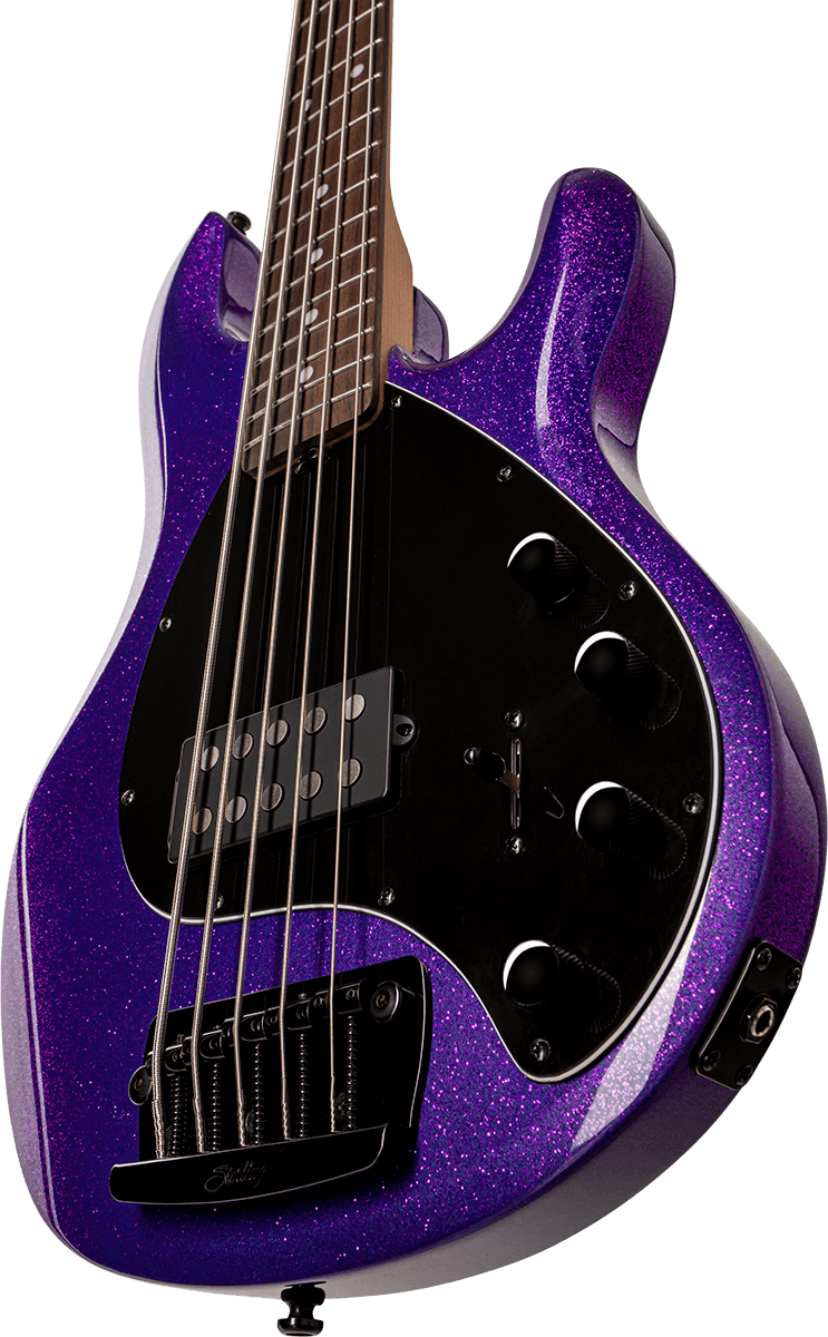 Sterling by Music Man StingRay RAY35 Purple Sparkle 5-String Elektrische Basgitaar