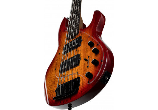 Sterling by Music Man StingRay RAY35HHSM Blood Orange Burst 5-String Elektrische Basgitaar