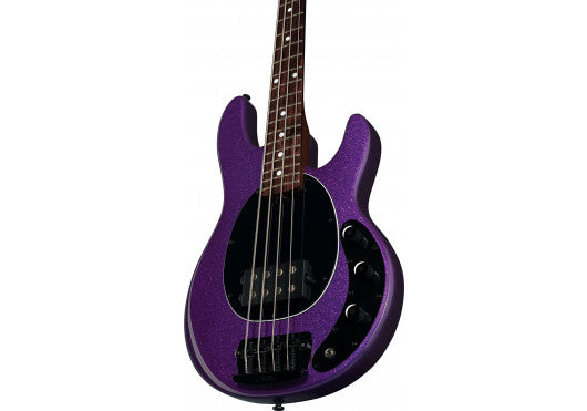 Sterling by Music Man StingRay Short Scale RAYSS4 Purple Sparkle 4-String Elektrische Basgitaar