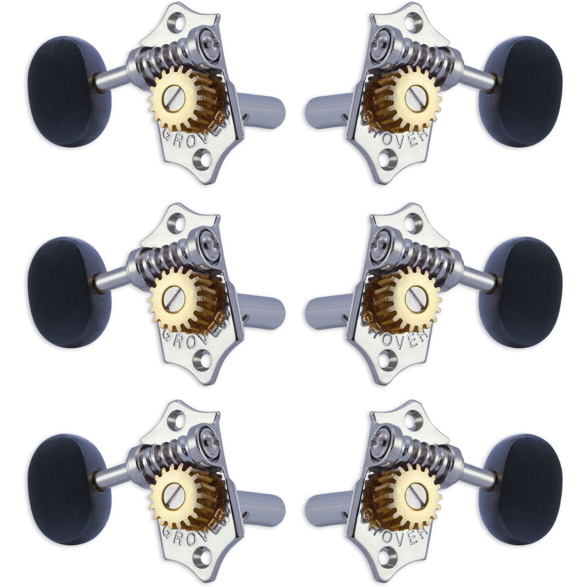 Grover Statite Horizontal Set Ebony Buttons Chrome