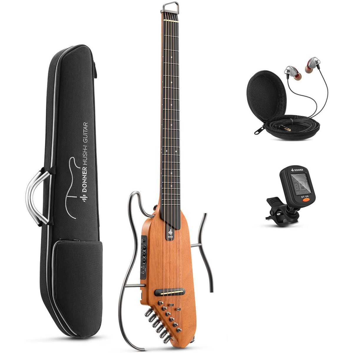 DONNER Hush-I Guitar - Mahogany Elektrische gitaar