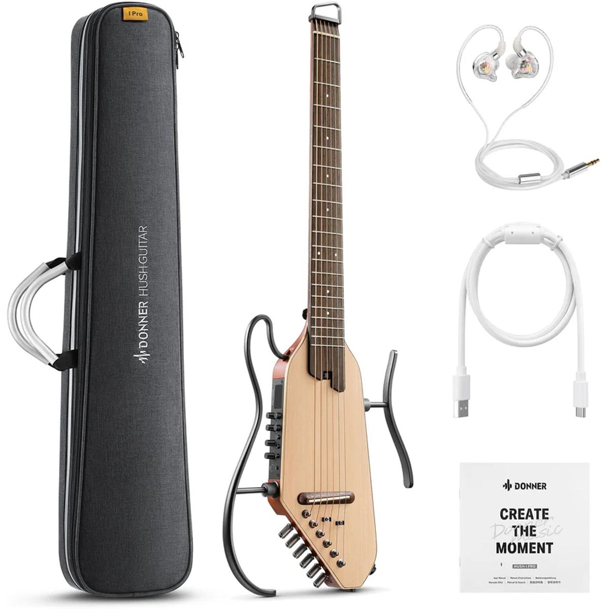 DONNER Hush 1 Pro Guitar - Natural Spruce Elektrische gitaar