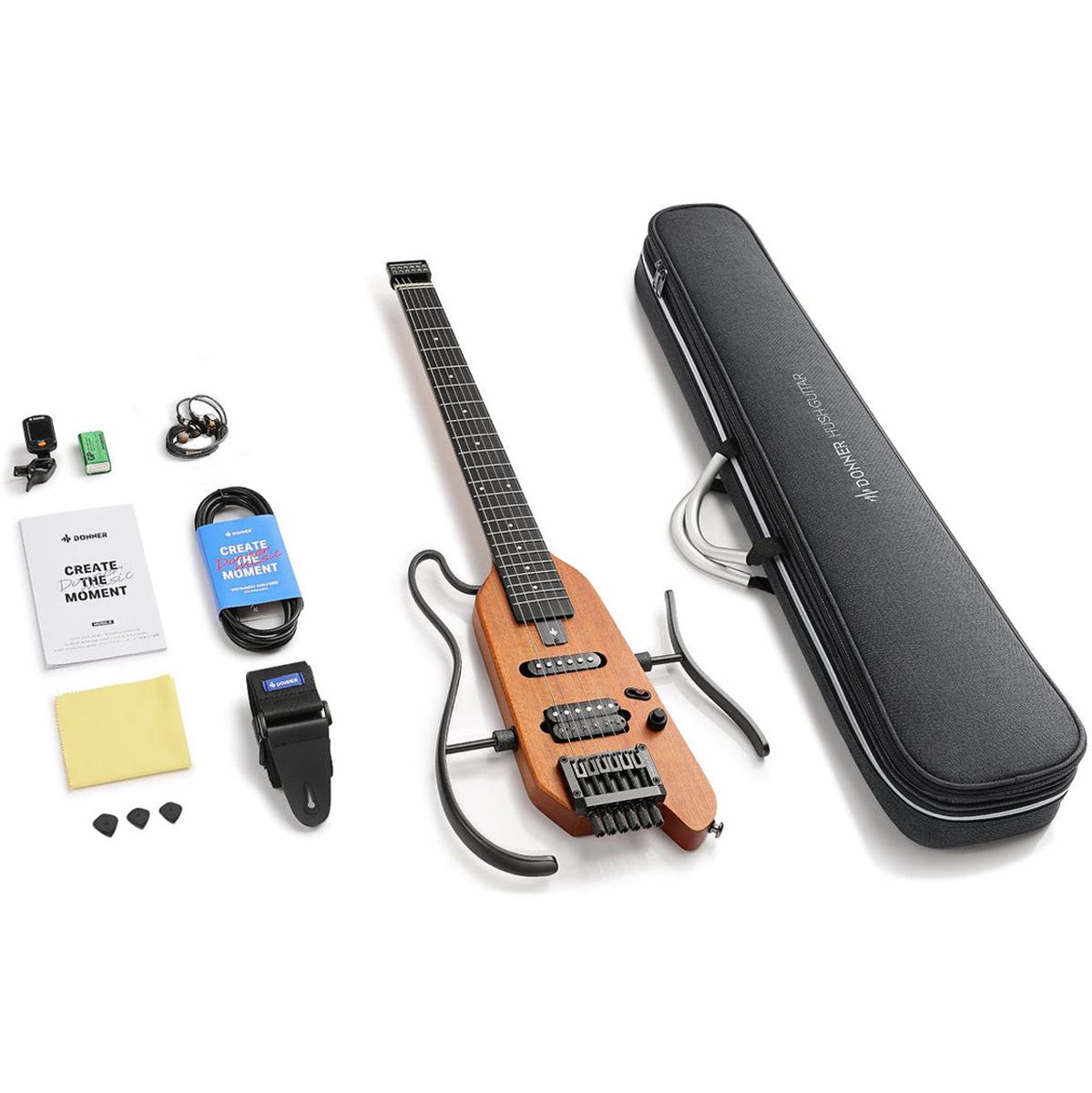 DONNER Hush-X Guitar - Natural Elektrische gitaar