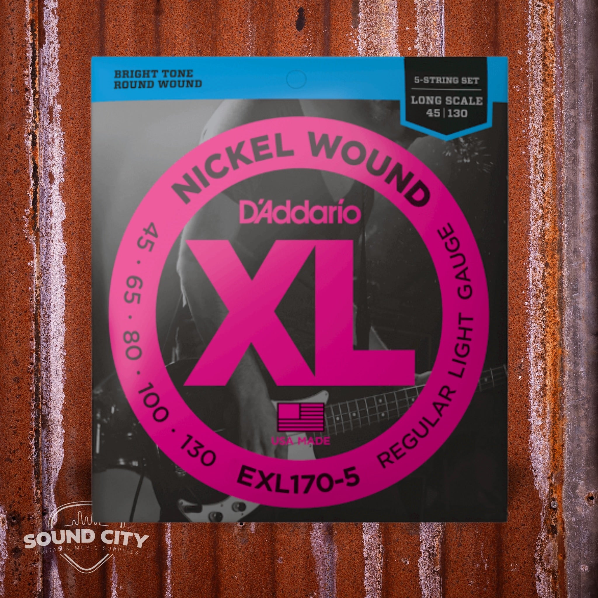 D'Addario EXL170-5 Regular Light 5-String, Long Scale, XL Nickel Bass snaren