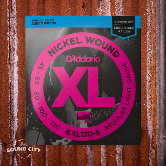 D'Addario EXL170-5 Regular Light 5-String, Long Scale, XL Nickel Bass