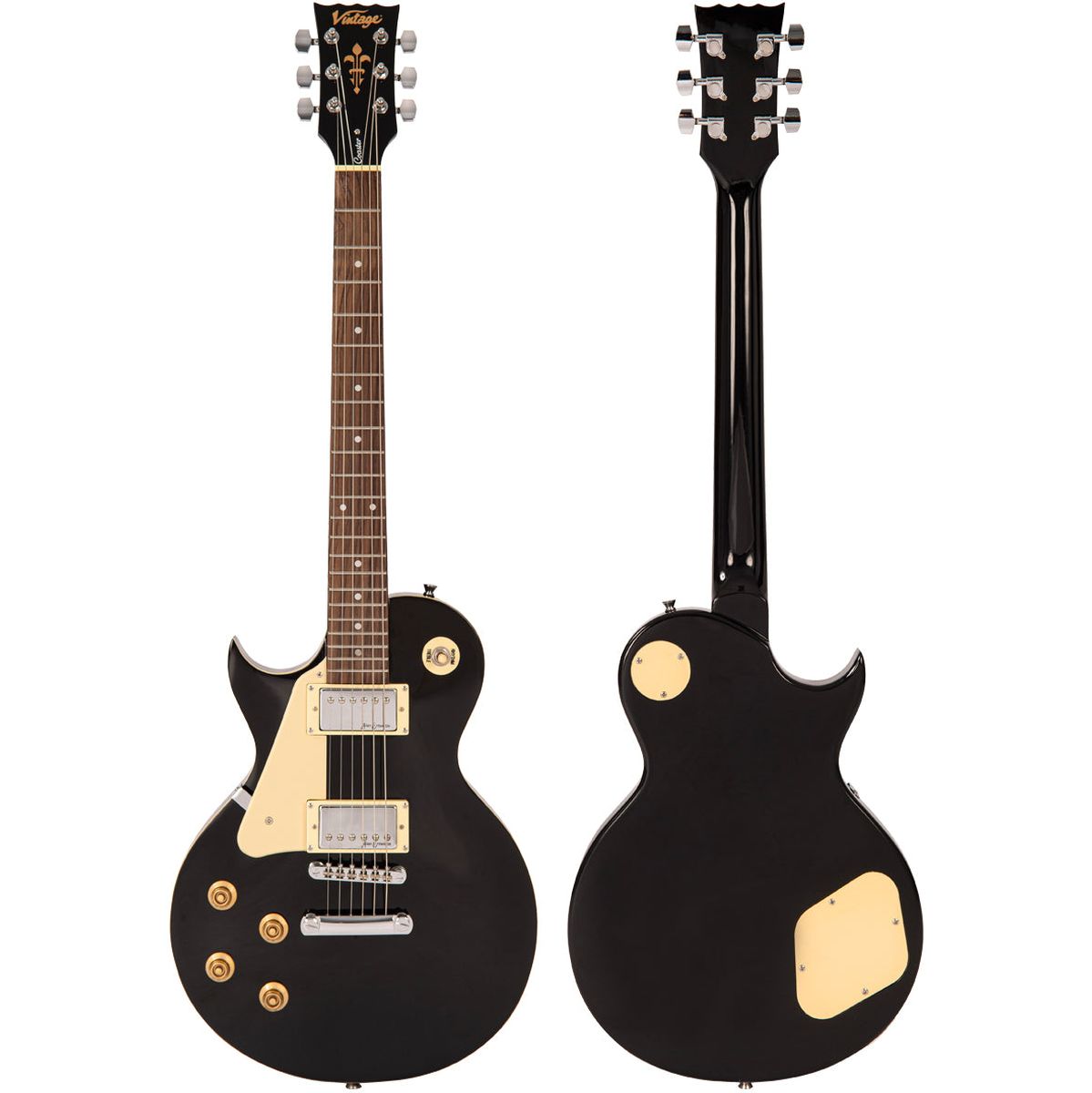 Vintage V10 Coaster Series Left Handed Electric Guitar - Gloss Black