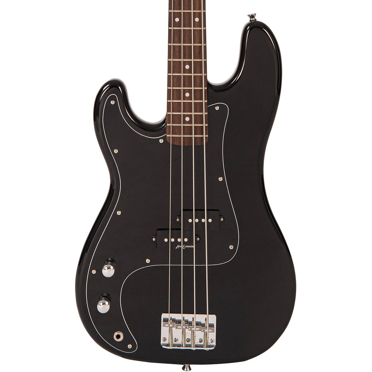 Vintage V40 Coaster Series Left Handed Bass Guitar - Gloss Black