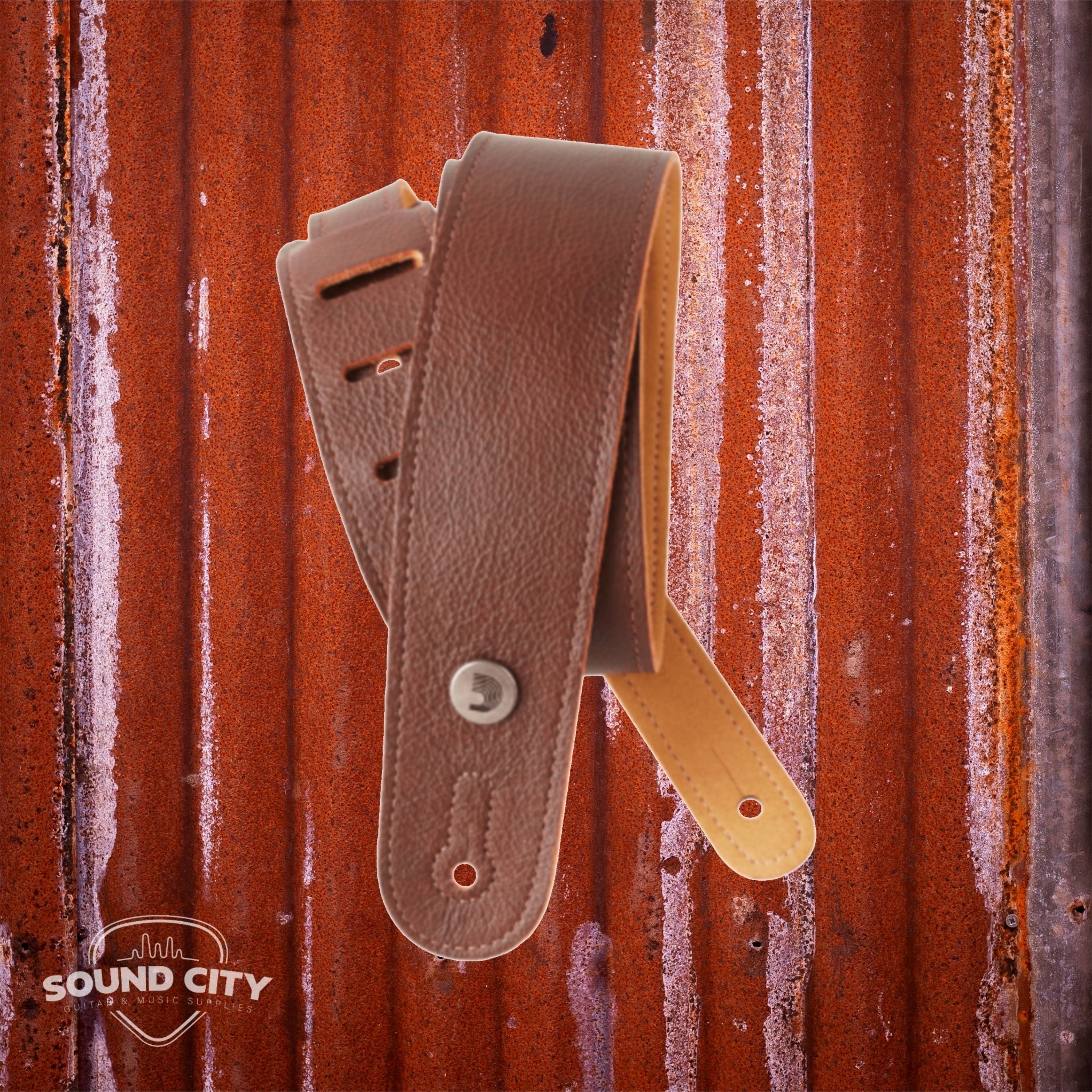 D'Addario Slim Garment Leather Guitar Strap, Brown