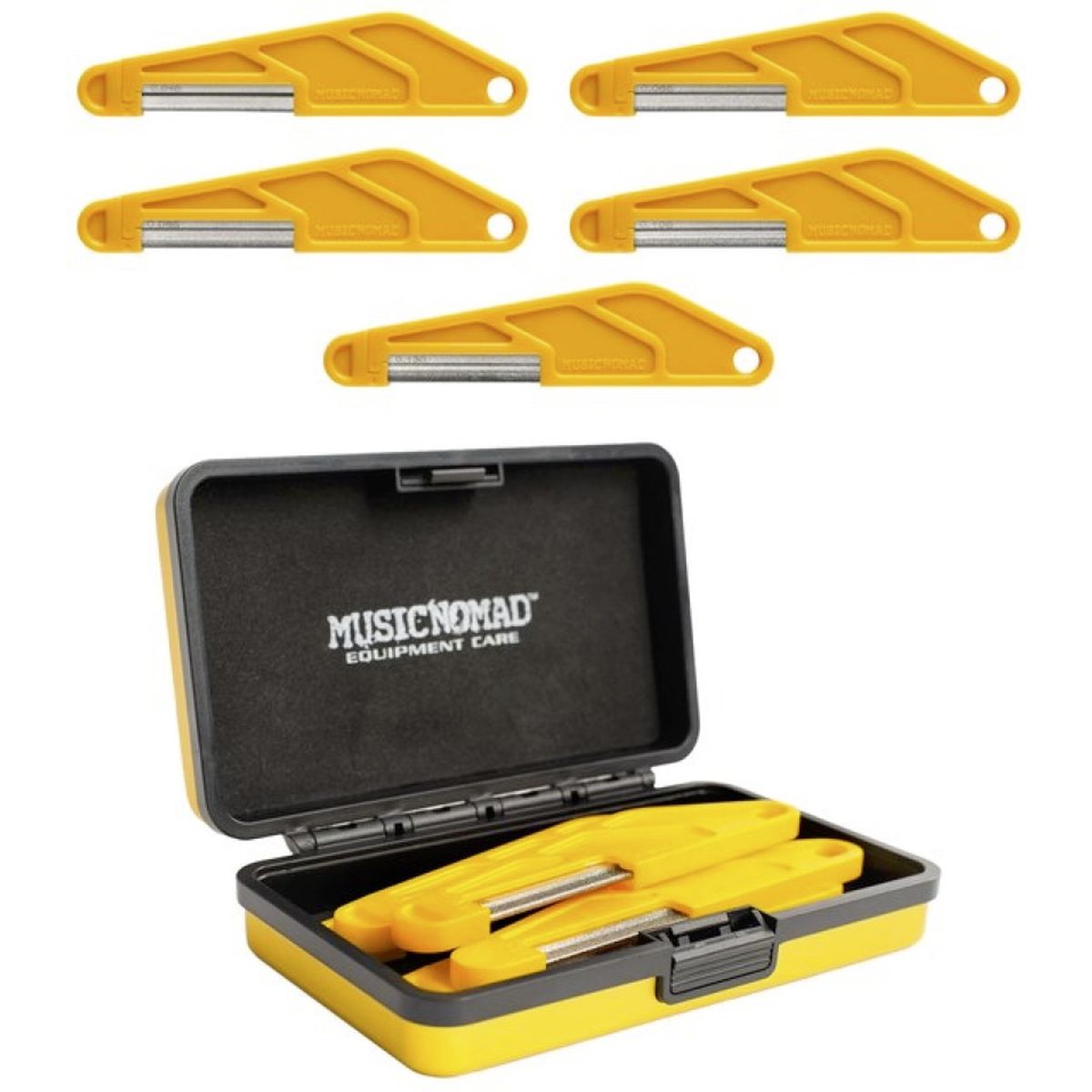 MusicNomad Bass Guitar Diamond Coated Nut File Set w/ Case 5 PC Added