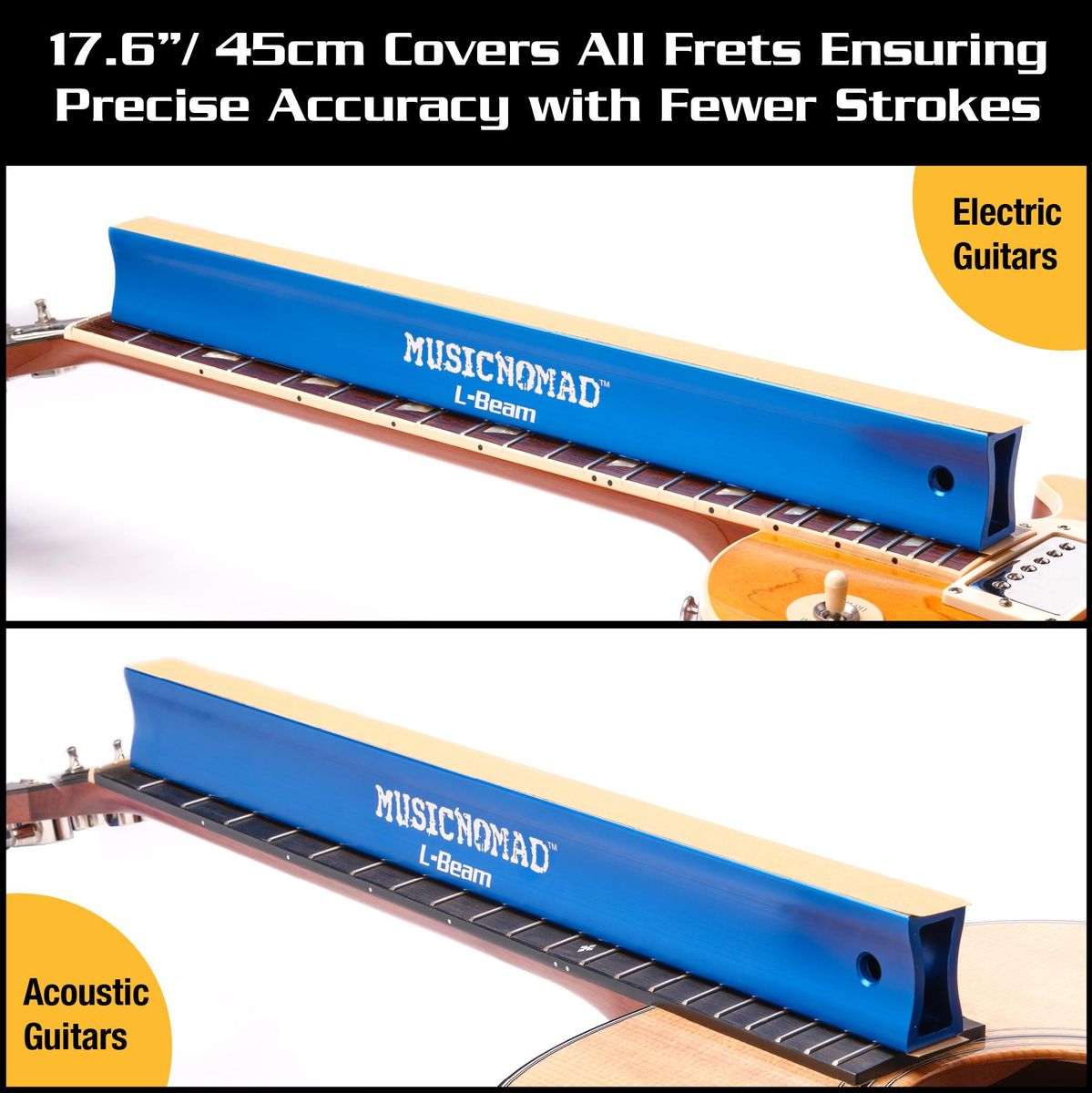 MusicNomad Fret Leveler - Leveling (L-Beam) 17.6