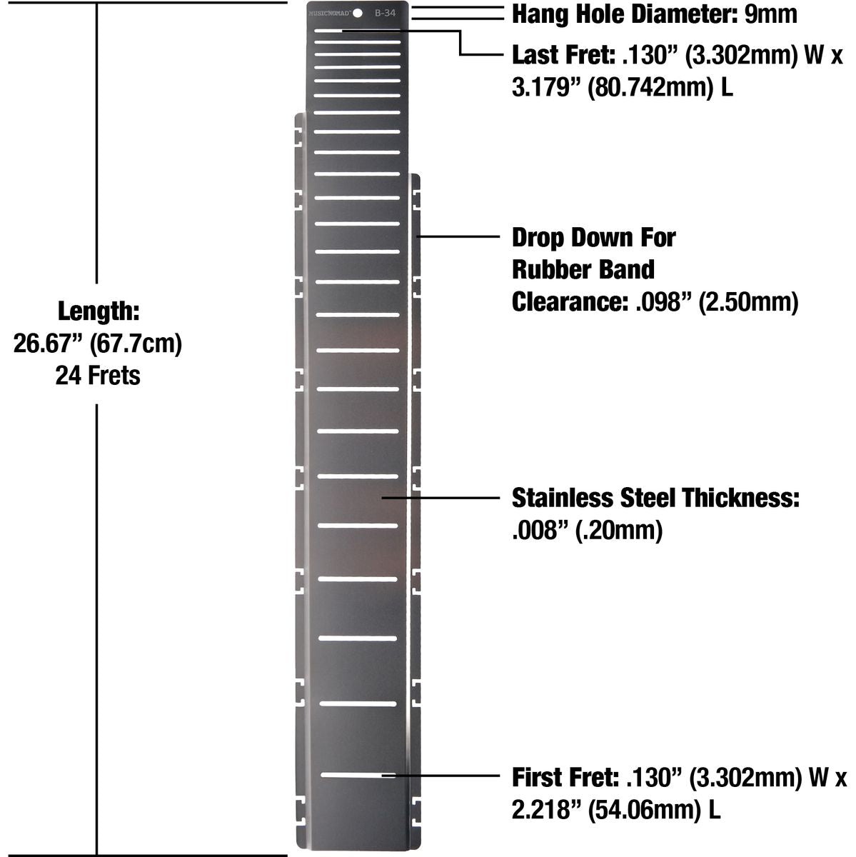 MusicNomad board Prot. Guard For B-34” Bass Guitar Fret ScaleFret Shield Fret