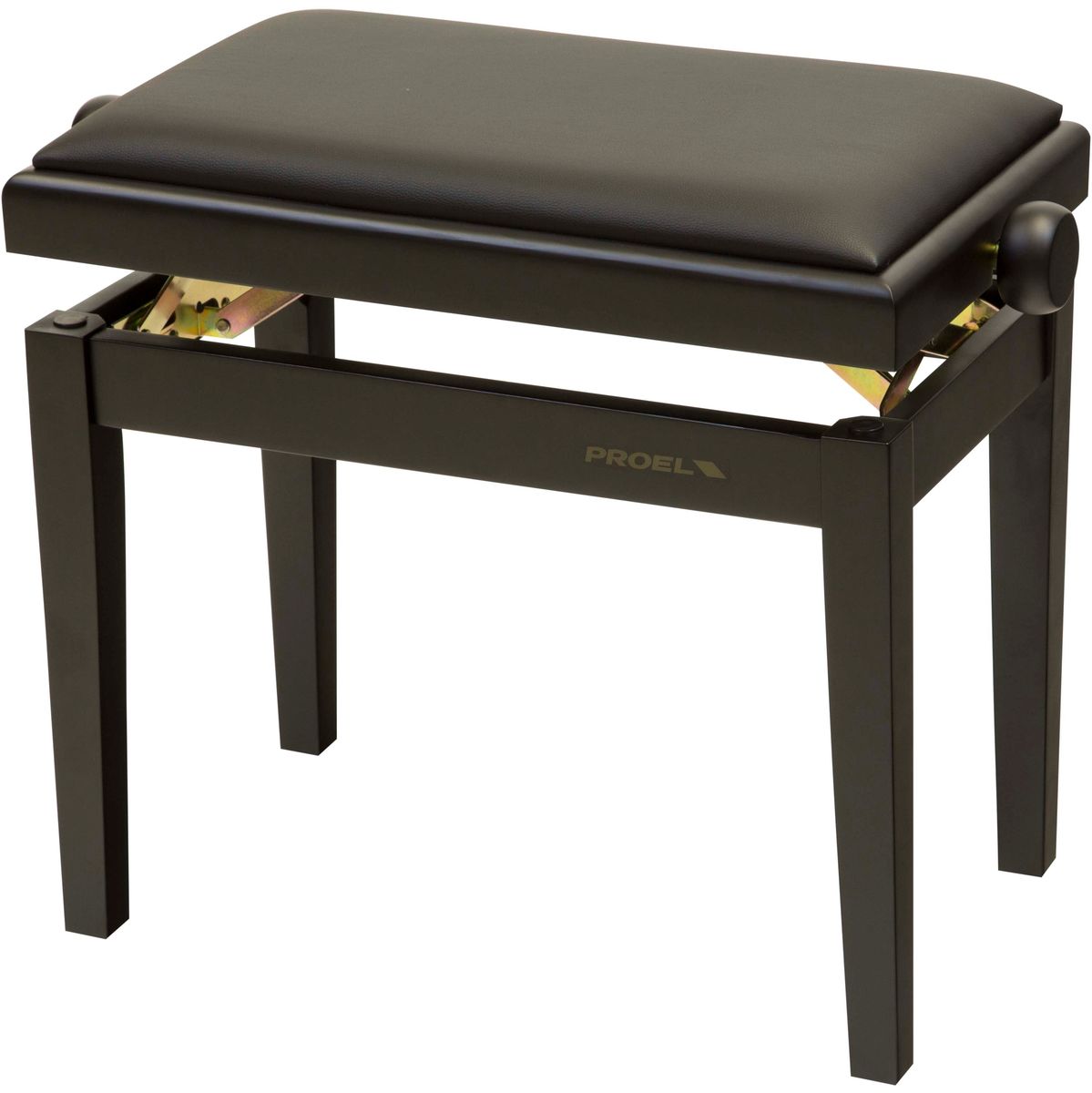 Proel Stage Piano Bench Matt Black Frame Padded Seat w/ Bk Imitation Leather