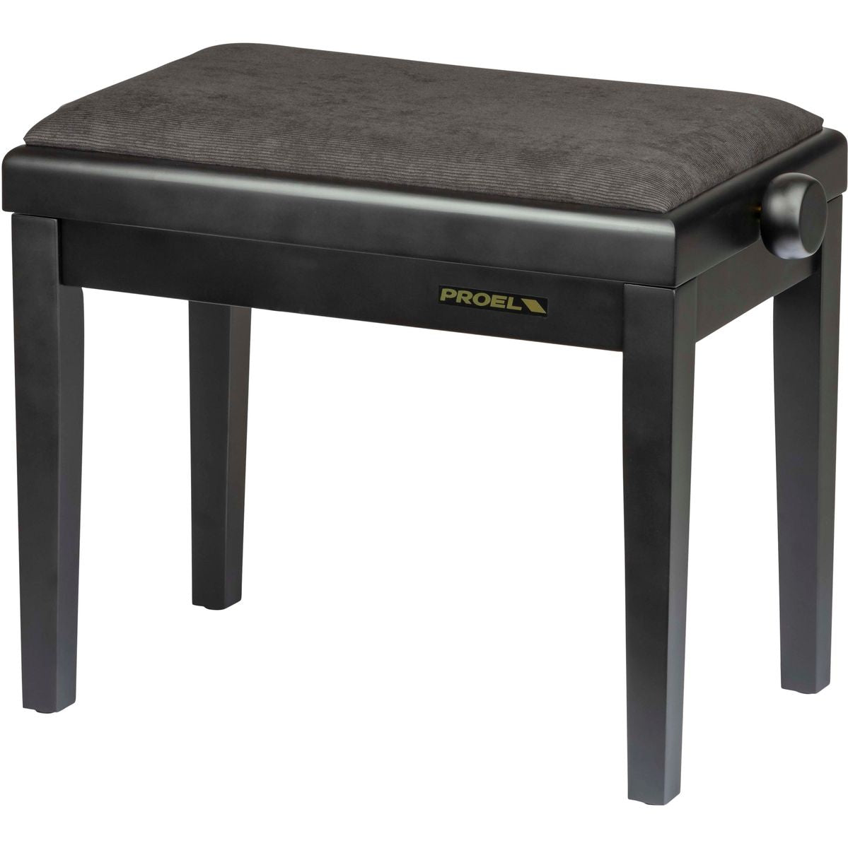 Proel Stage Piano Bench Matt Black Frame Padded Seat w/ Bk Velvet Cover
