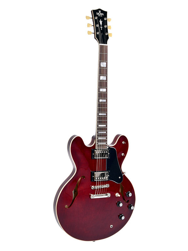 Sigma Guitars Semi-Hollow Humbucker - Maple Trans Wine Red