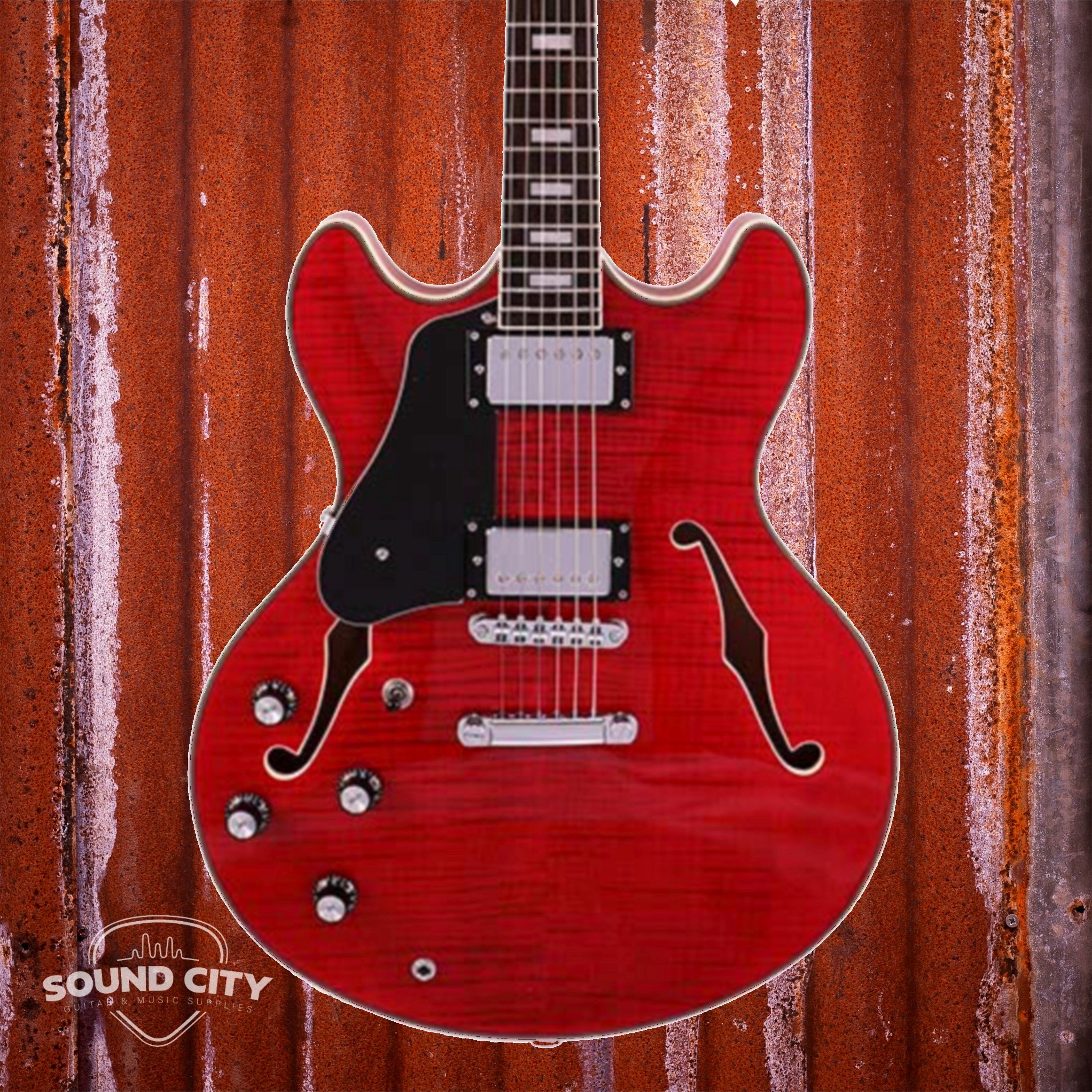 Sire Guitars H7L/STR See Trough Red Lefty Elektrische gitaar