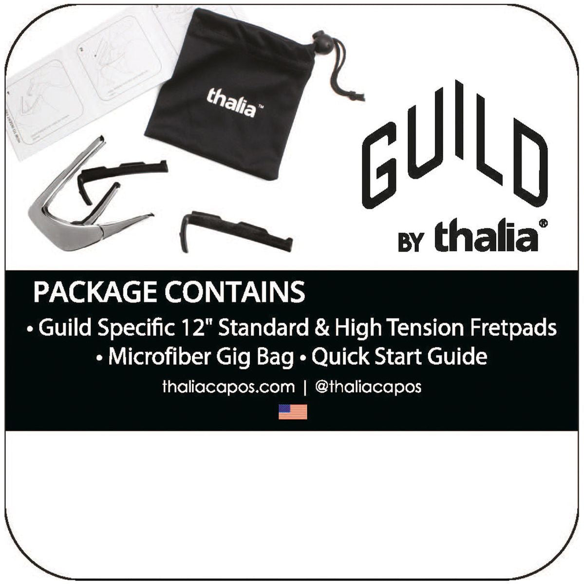 Thalia Capos Guild Black Chrome Finish Capo Ebony Inked On Black Ripple