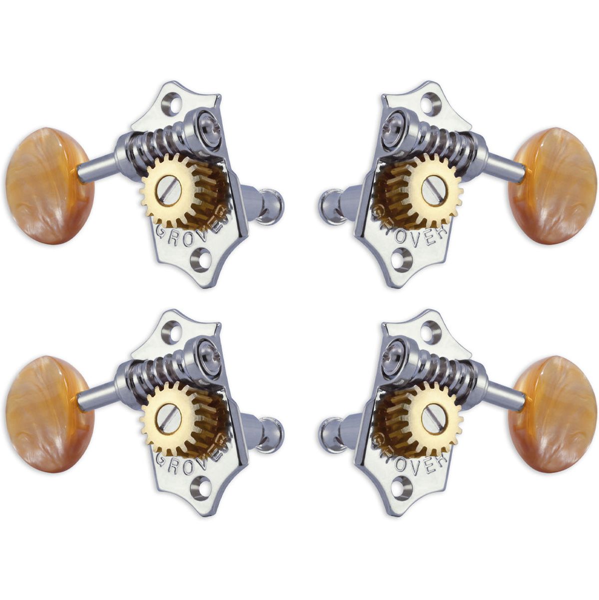 Grover Sta Tite U98 Series Geared Ukulele Pegs Acrylic Buttons Chrome