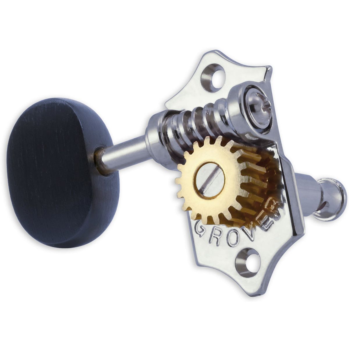 Grover Sta Tite U98 Series Geared Ukulele Pegs Ebony Buttons Chrome