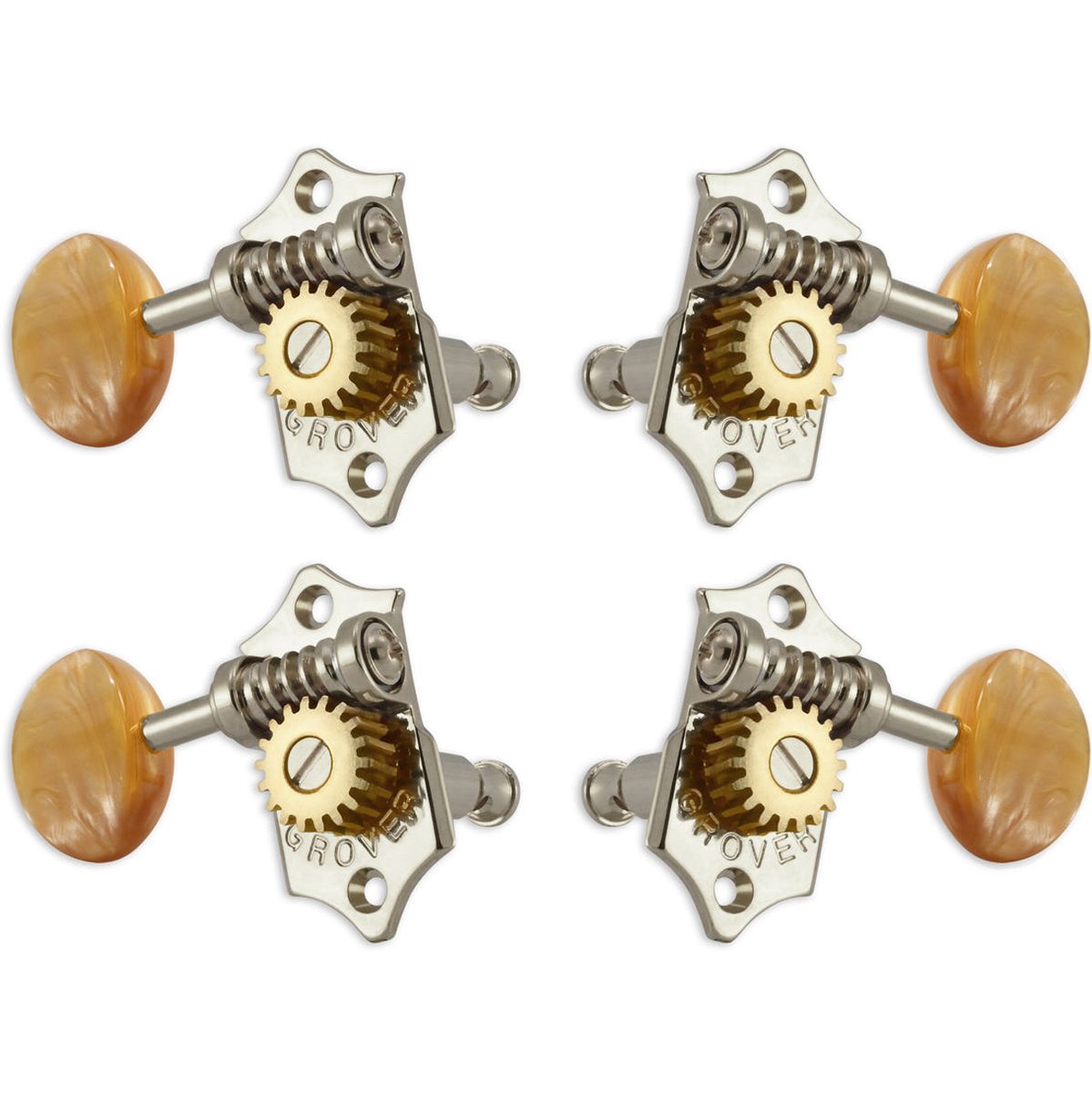 Grover Sta Tite U98 Series Geared Ukulele Pegs Acrylic Buttons Nickel