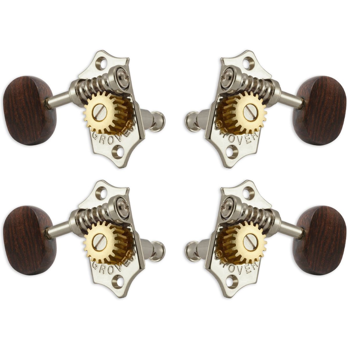 Grover Sta Tite U98 Series Geared Ukulele Pegs Rosewood Buttons Nickel