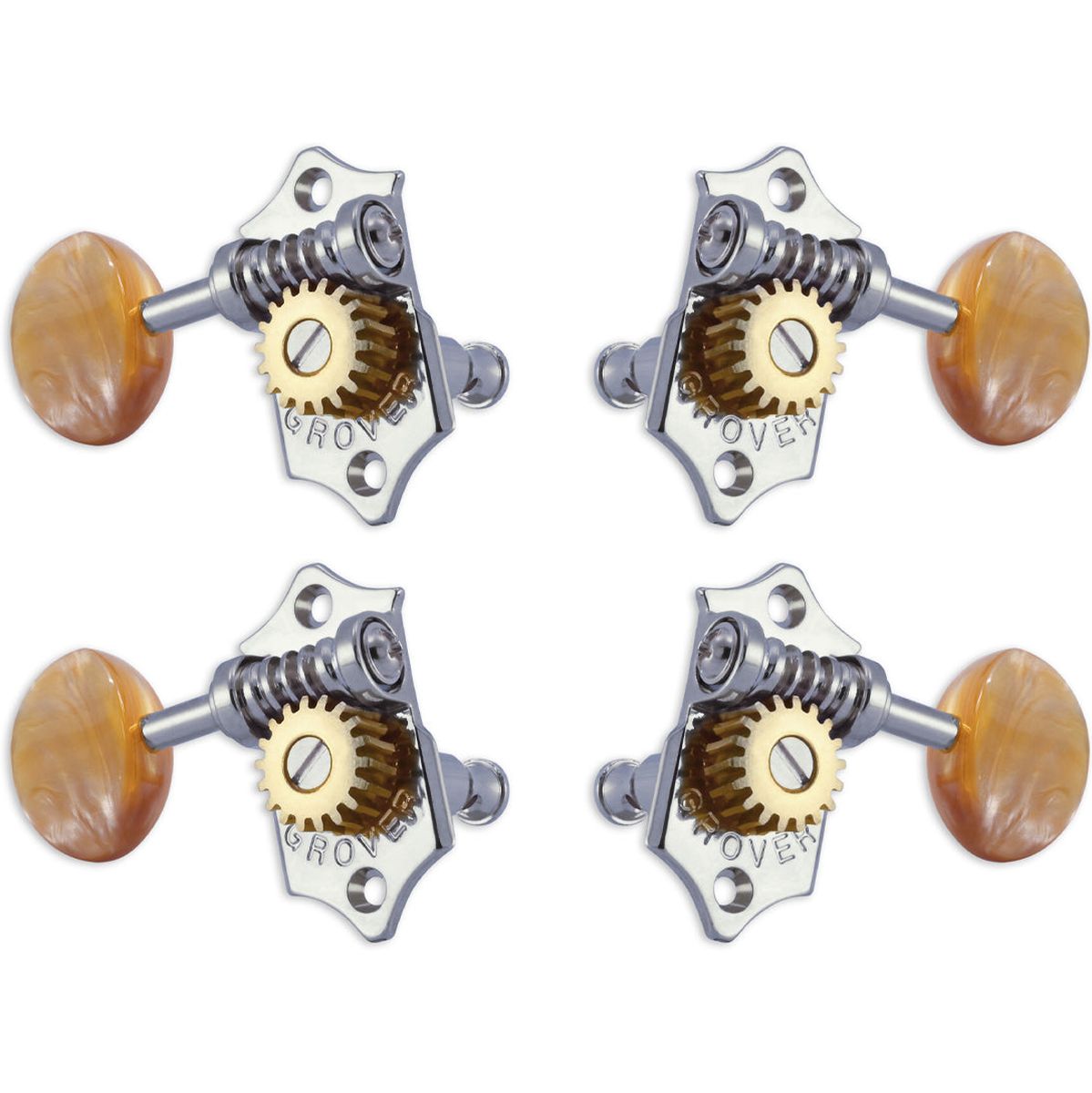 Grover Sta Tite U99 Series Geared Ukulele Pegs Acrylic Buttons Chrome