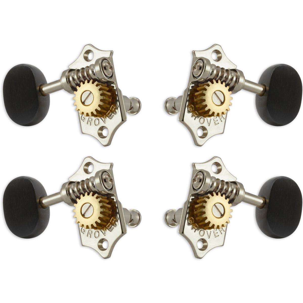 Grover Sta Tite U99 Series Geared Ukulele Pegs Ebony Buttons Nickel