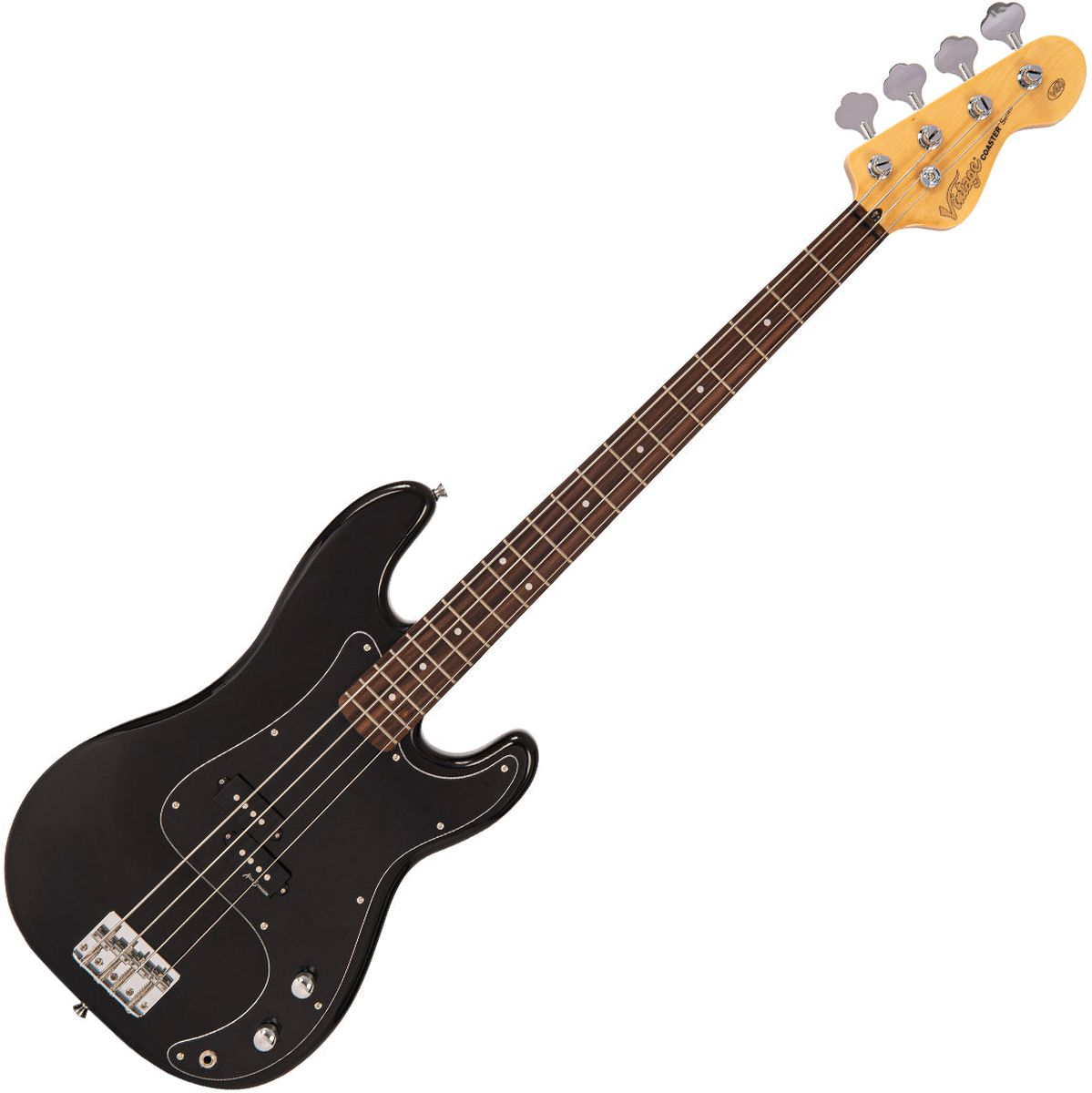 Vintage V40 Coaster Series Bass Guitar - Gloss Black