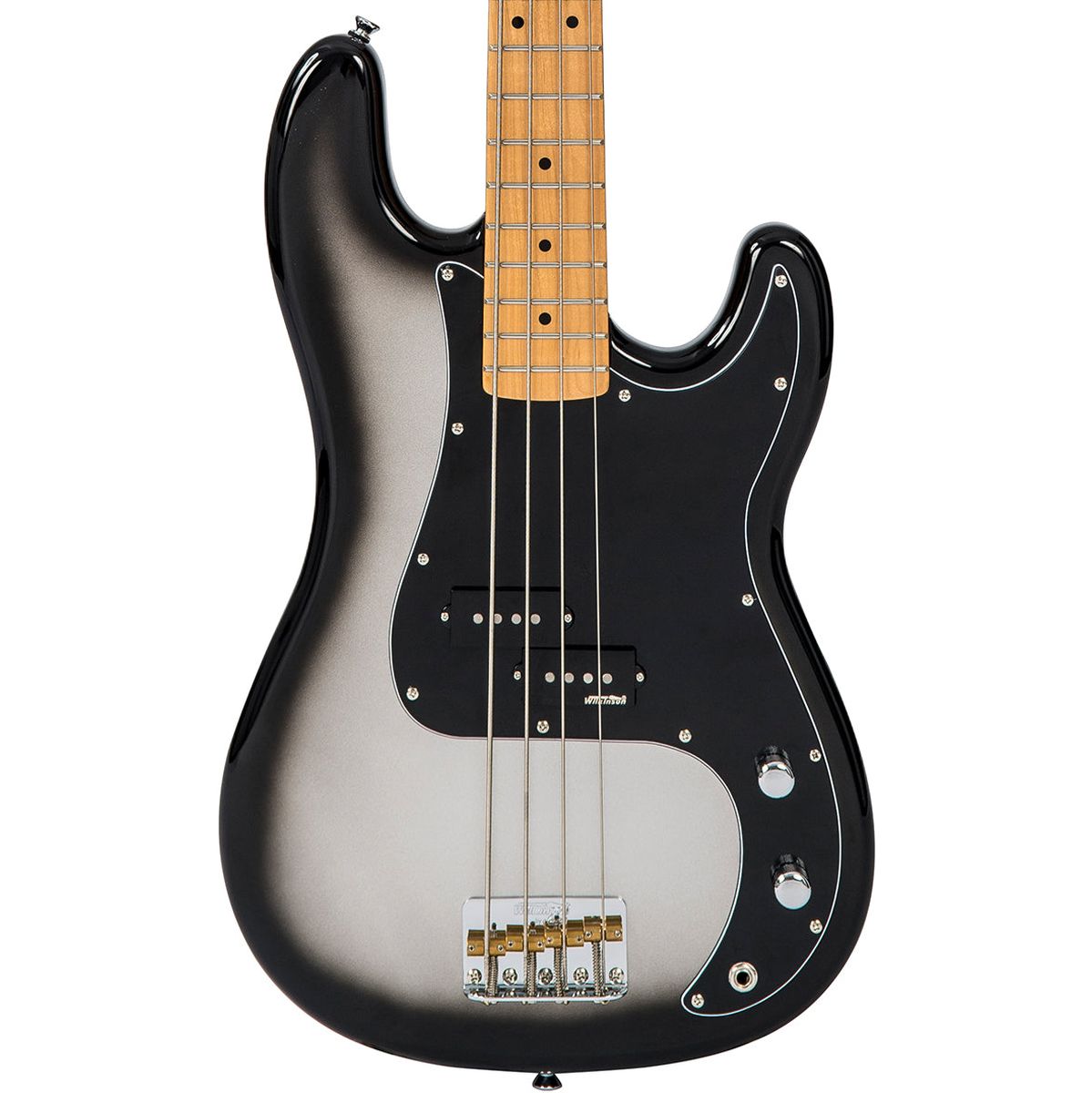 Vintage V4 Bass Guitar Maple - Silver Burst