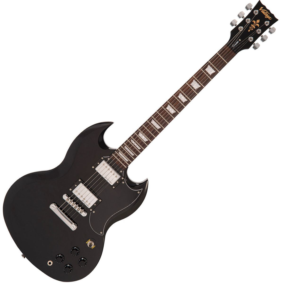 Vintage V69 Coaster Series Electric Guitar - Gloss Black