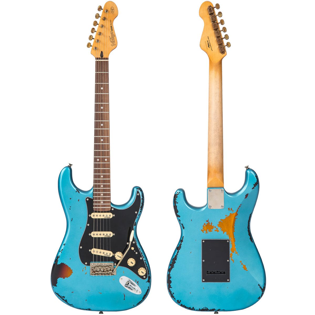 Vintage V6 Icon - Distressed Gun Hill Blue On Sunburst