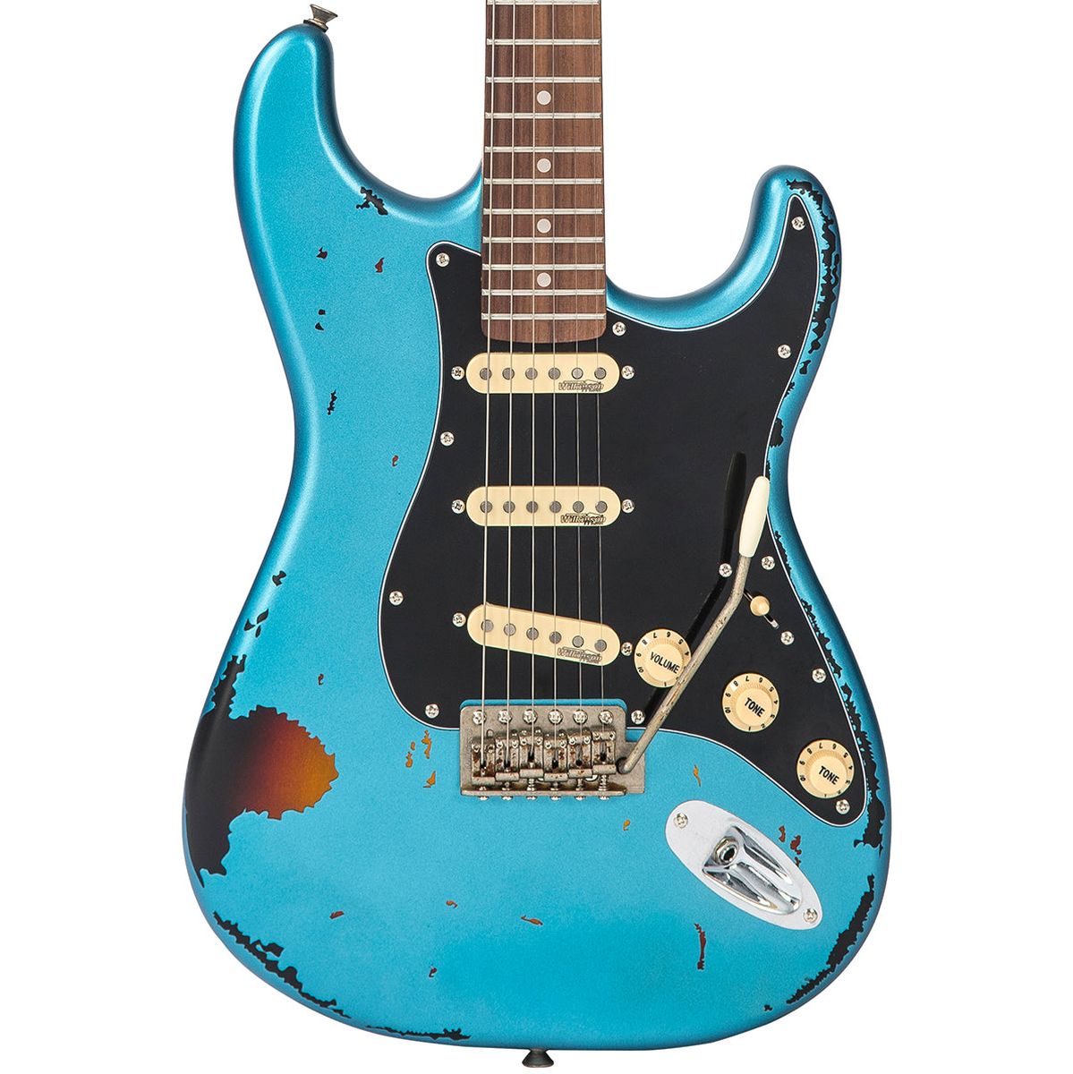 Vintage V6 Icon - Distressed Gun Hill Blue On Sunburst