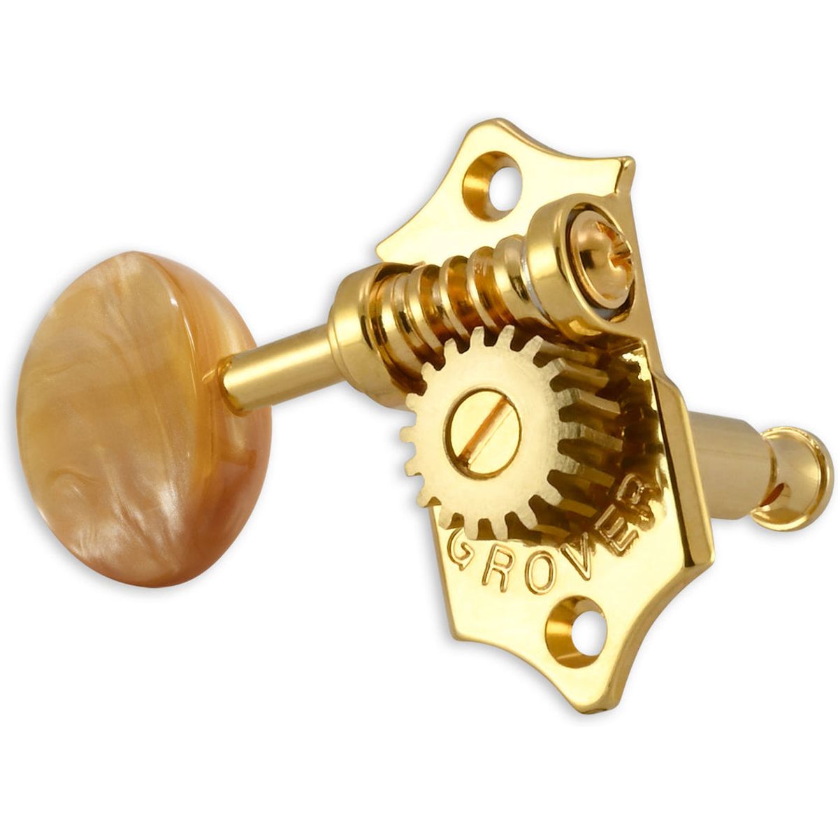 Grover Statite Vertical Set 6 Acrylic Amber Buttons Gold