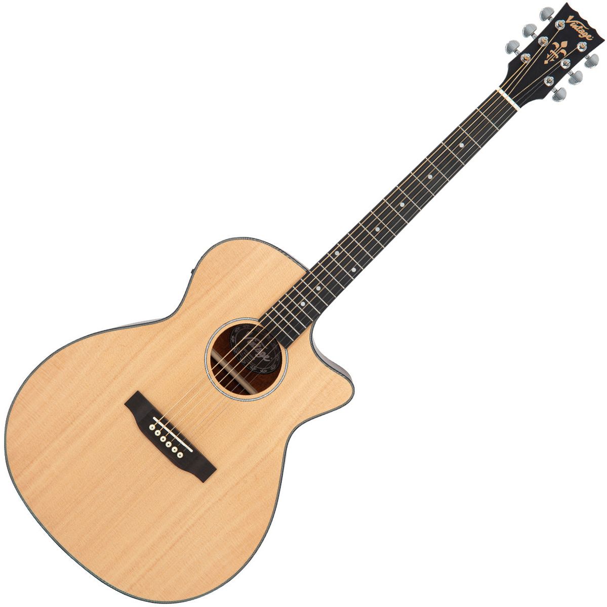 Vintage Stage Series Grand Cutaway Electro Guitar - Natural