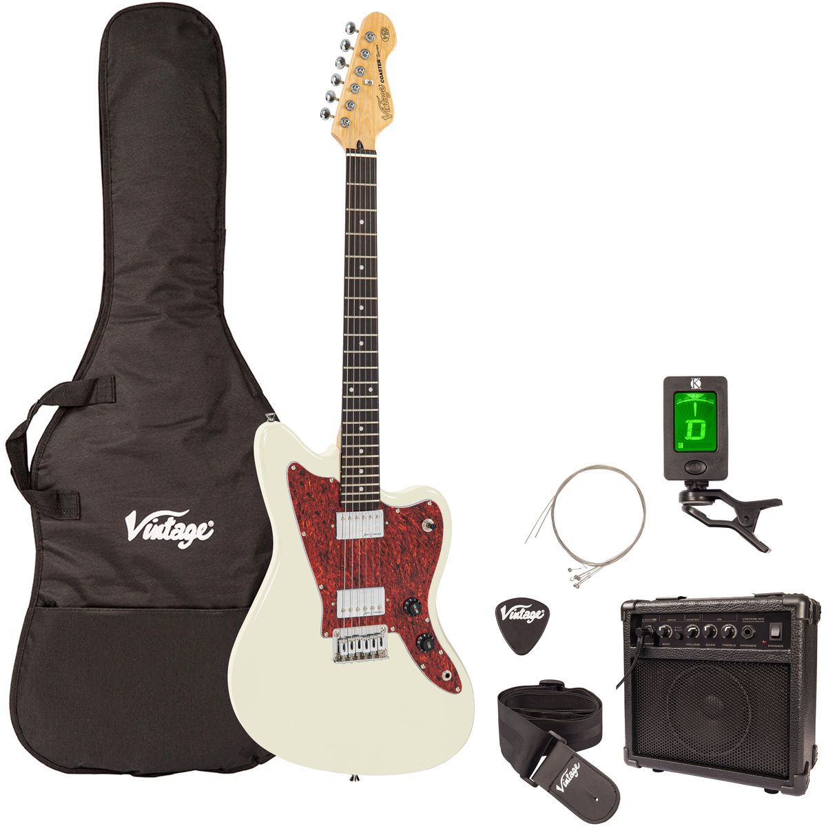 Vintage V50 Coaster Electric Guitar Pack - Vintage White