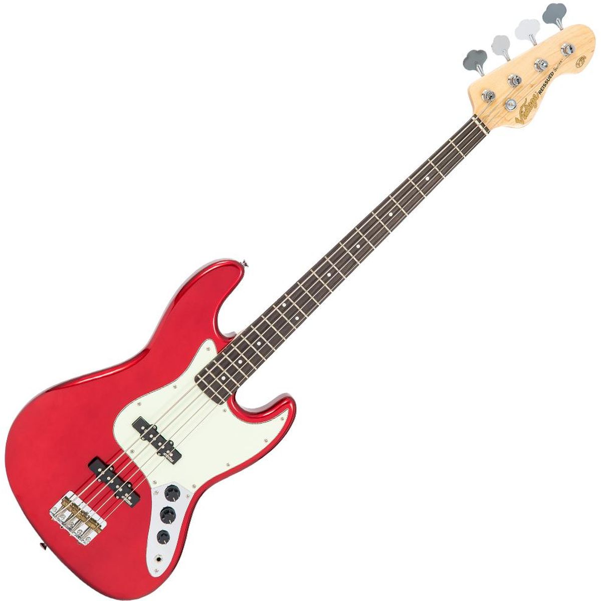 Vintage VJ74 Reissued Candy Apple Red Basgitaar