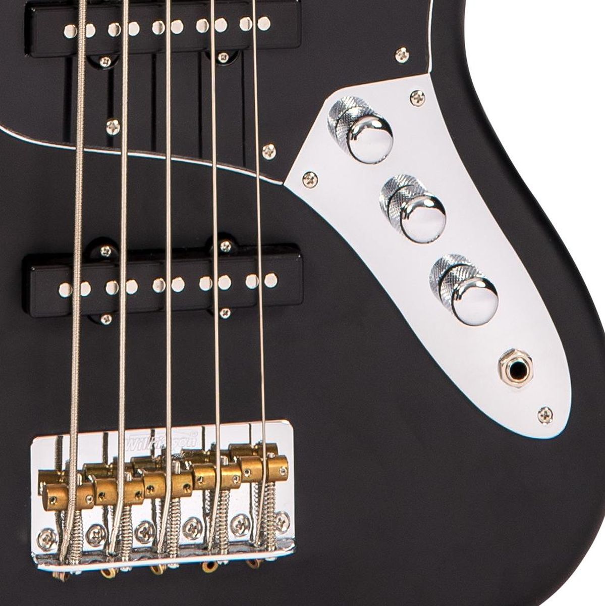 Vintage VJ75 5 String Bass - Maple FB - Gloss Black