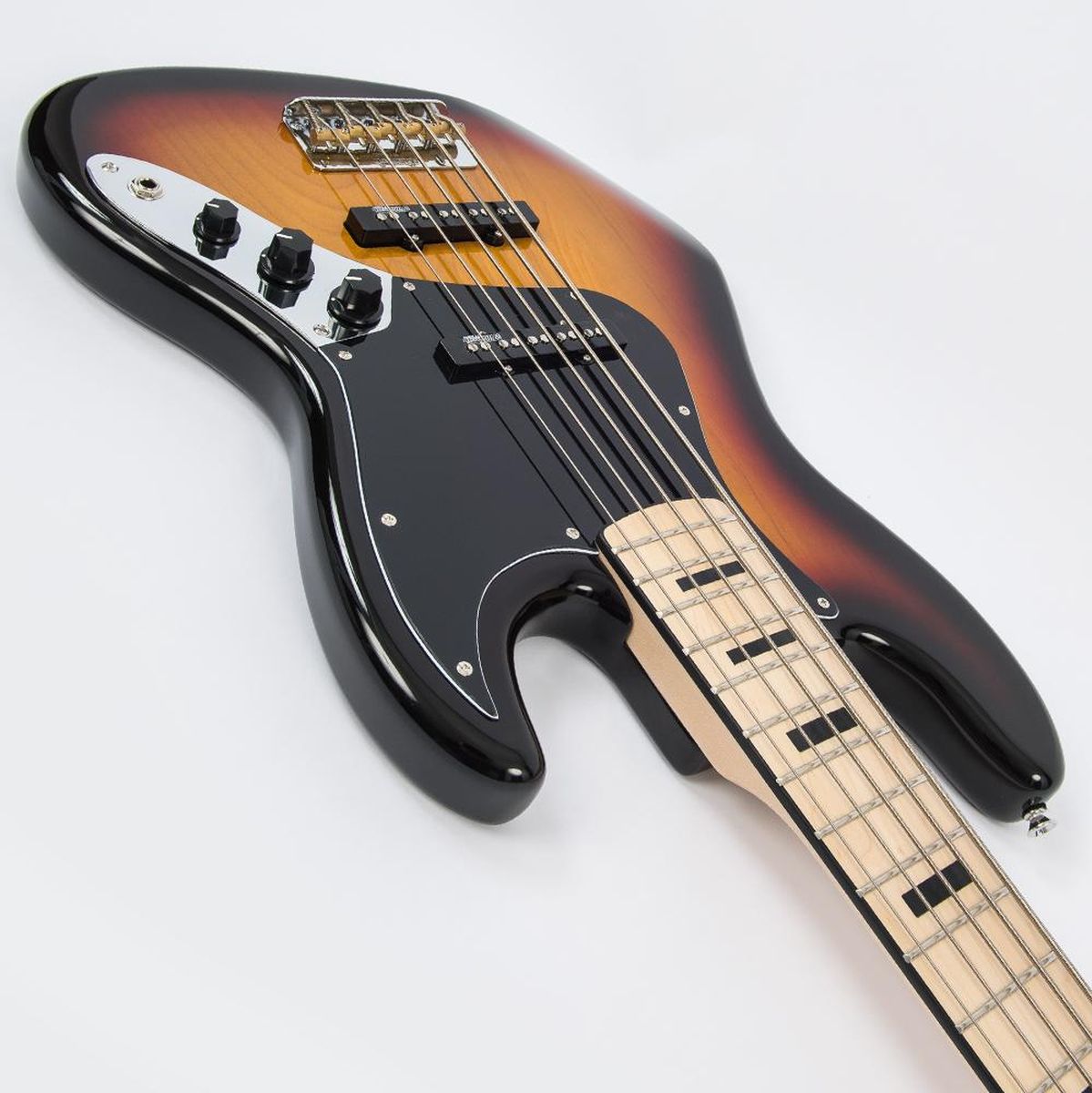 Vintage VJ75 5 String Bass - Maple FB - Sunset Sunburst