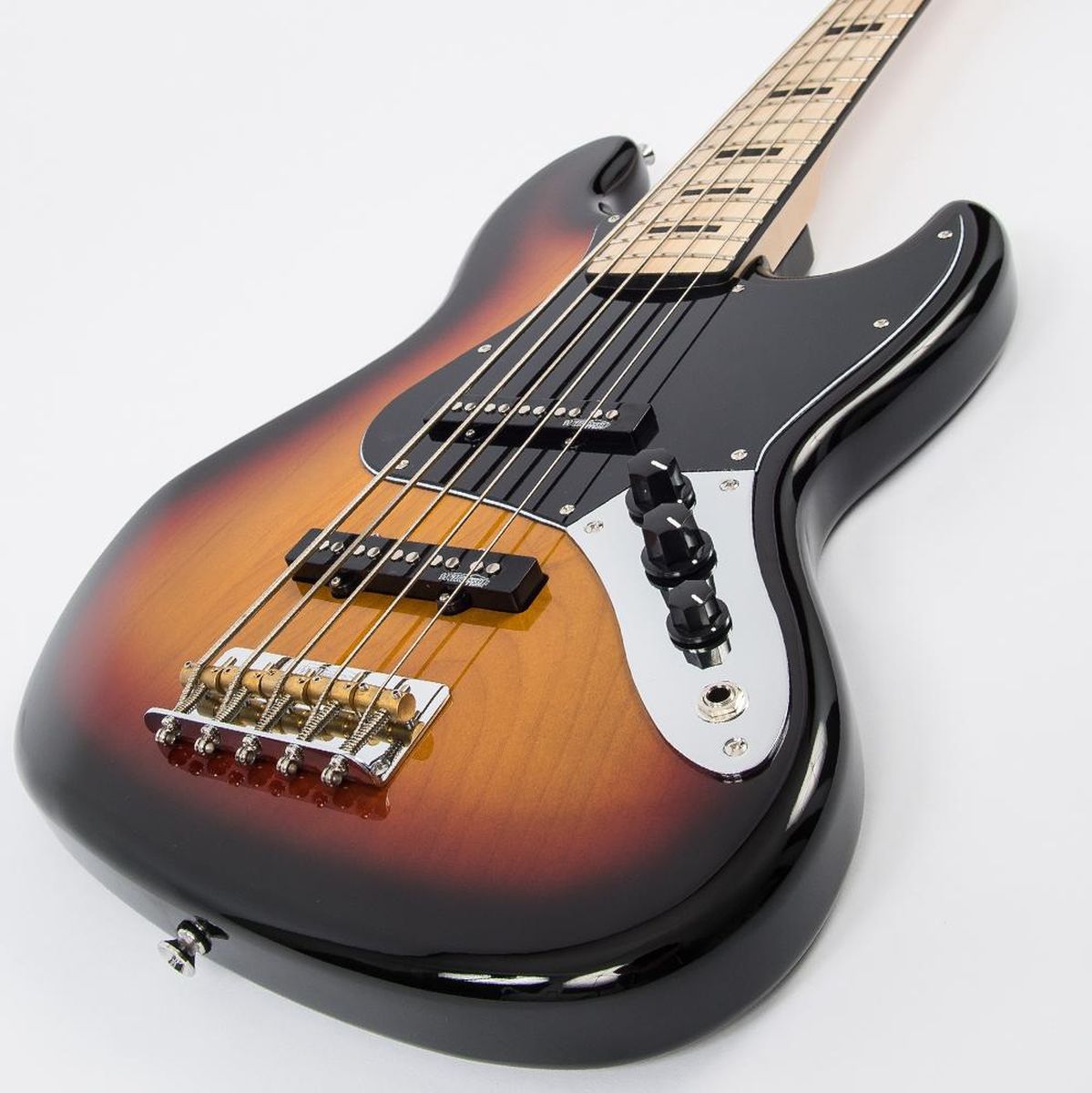 Vintage VJ75 5 String Bass - Maple FB - Sunset Sunburst